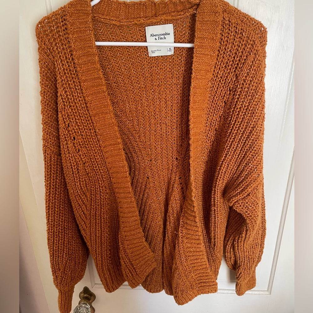 Abercrombie & Fitch Chunky Knit Cardigan - Rust Orange
